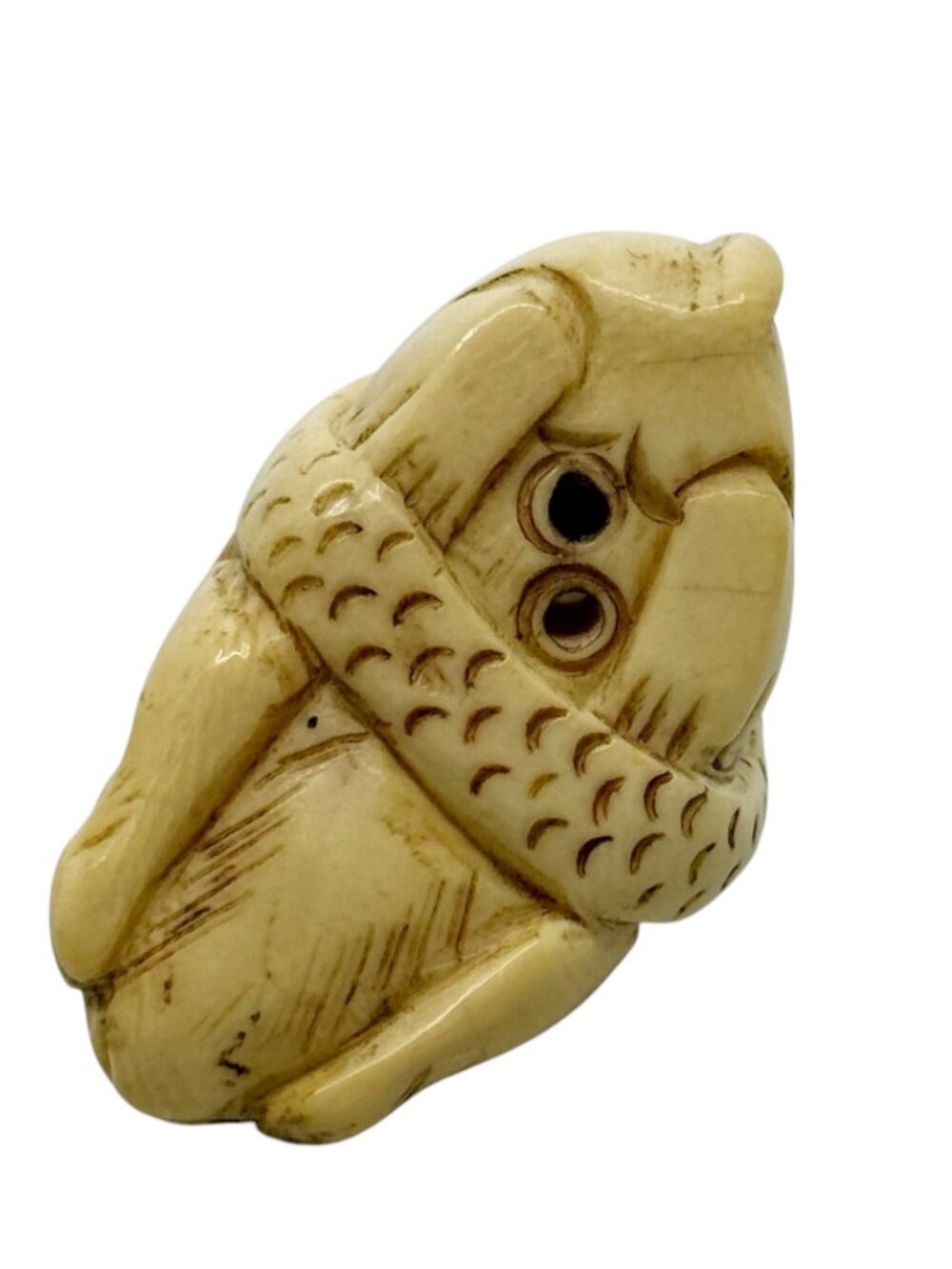 Meiji - Taisho carved Ivory monkey & snake Japanese netsuke - Picture 4 of 5